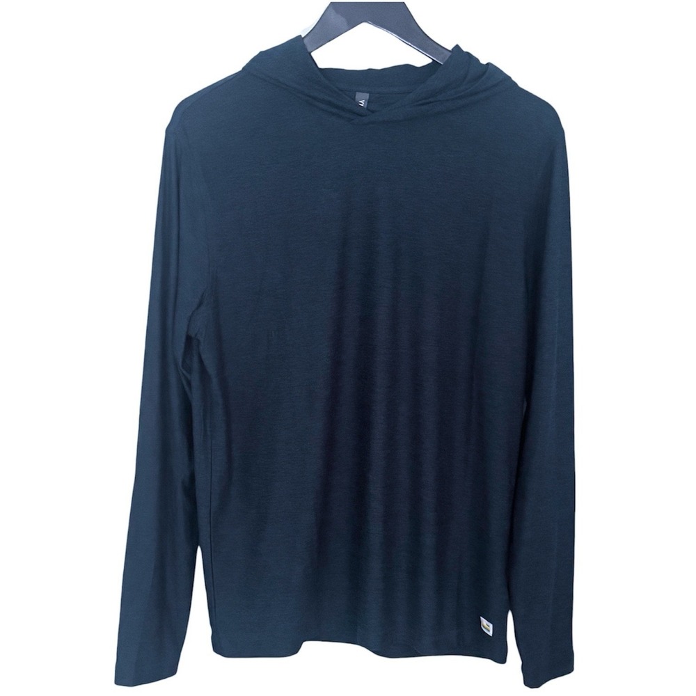 NWOT Vuori Strato Tech Hoodie Long Sleeve Hooded Shirt Navy Heather Men's M - Picture 3 of 7